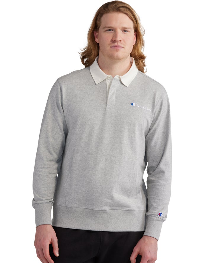 Champion Rugby Shirt With Kanga Pocket T-Shirt Heren - Grijs - Belgie 0137KCEPN